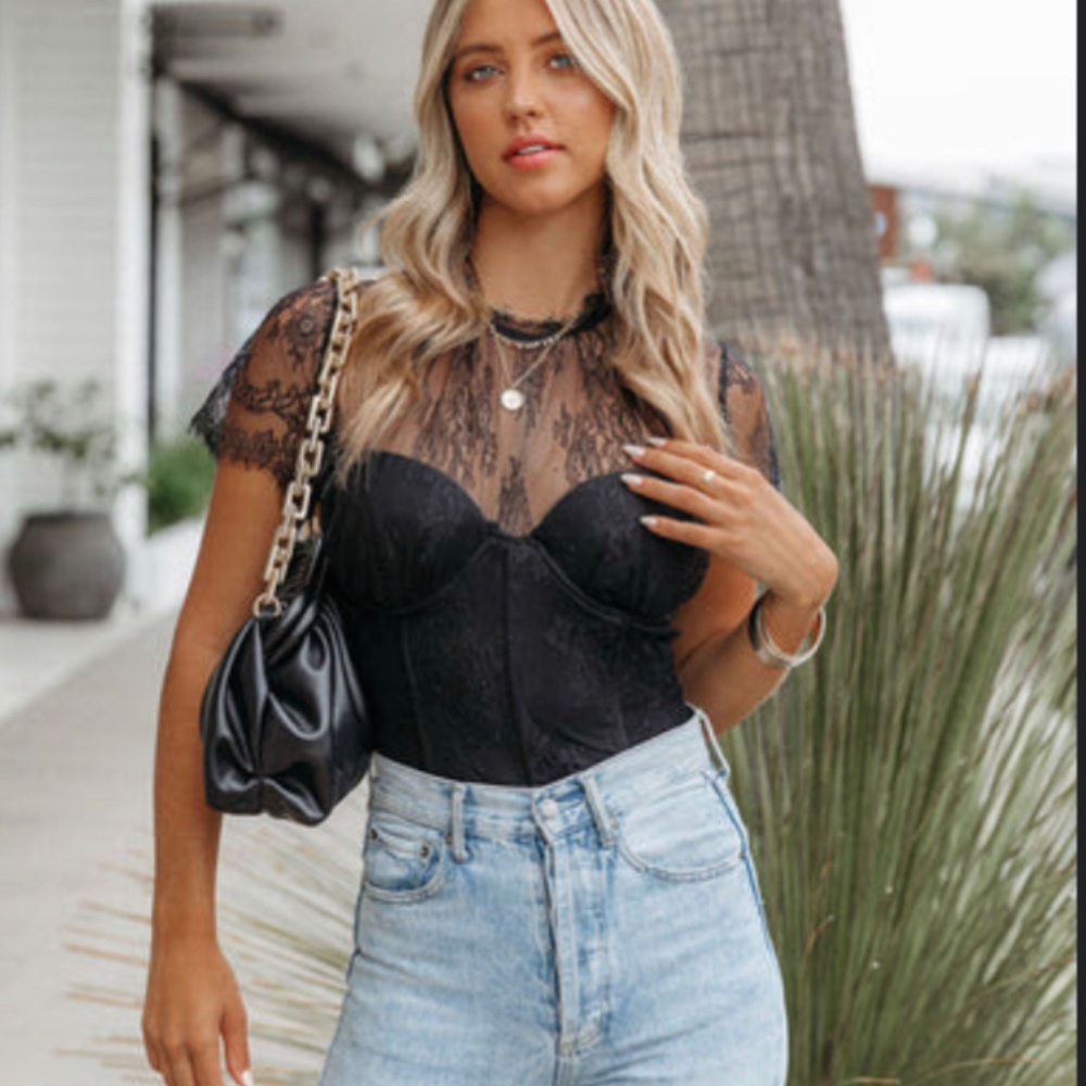 Vici black plaza lace bustier bodysuit